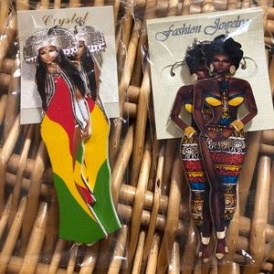 Earrings Fashion Ethnic Wood African Queen Afro